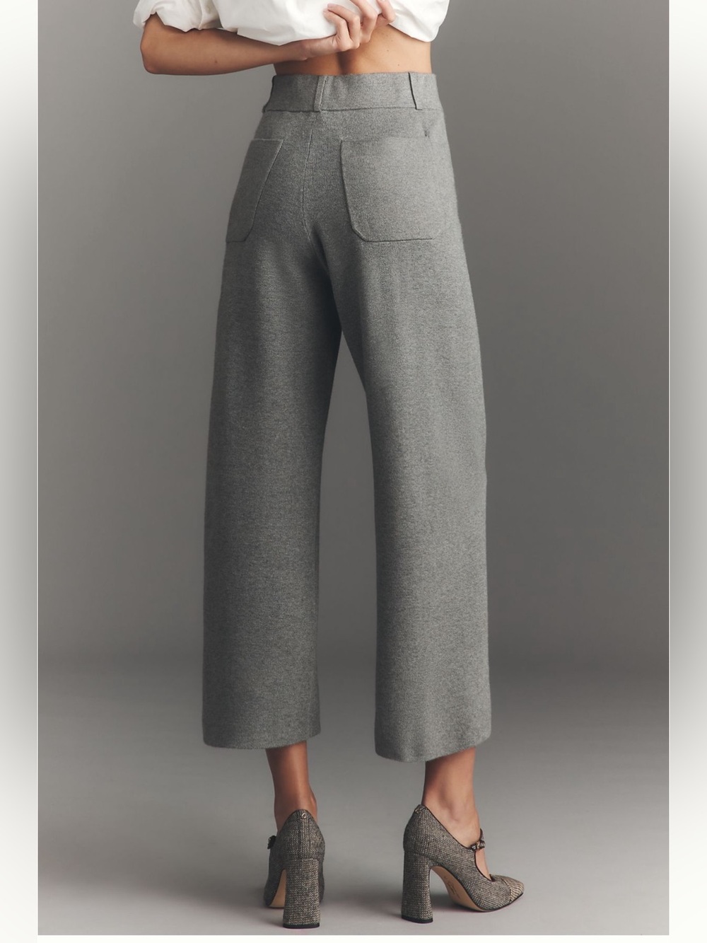 Mauve Wide Leg Gray Knit Pants- Small - Picture 3 of 6